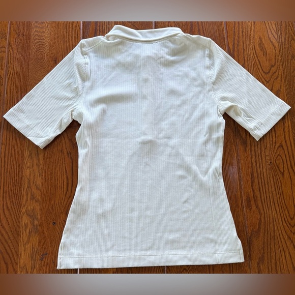 🆕 SPANX Cream Ribbed Polo Top - Picture 2 of 8